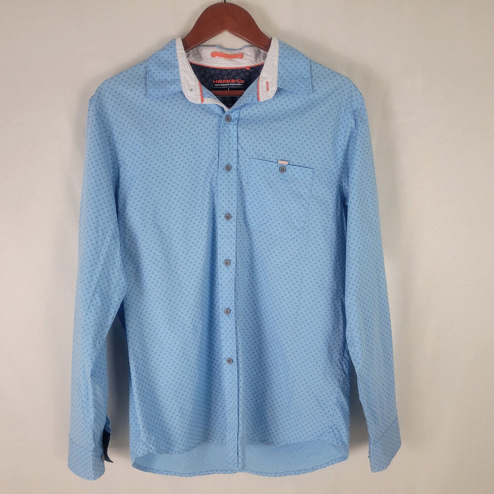 Hawke & Co Shirt Mens Large Blue Sportswear Breathable Long Sleeve Button Down